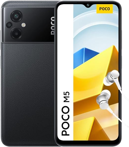 Xiaomi POCO M5 - Smartphone de 4+64GB, Pantalla de 6.58” 90Hz FHD+ DotDrop, MediaTek Helio G99, Triple Cámara de 50MP con IA, 5000mAh, NFC, Negro (Versión ES + 3 años de garantía) –