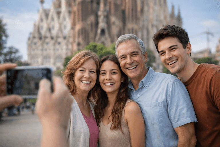 familia con esim internacion disfrutando sus vacaciones