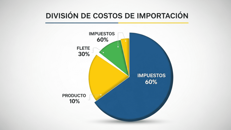 Gráfico de costos de importación en Argentina: impuestos, aranceles y flete.